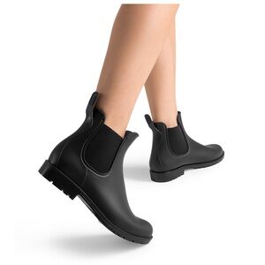 Asgard Womens Ankle Rain Boots Waterproof Chelsea Ankle Low Black 36 (US 6)